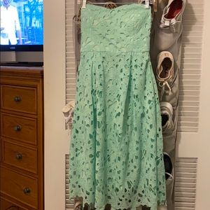 Francesca’s Mint Strapless lace dress